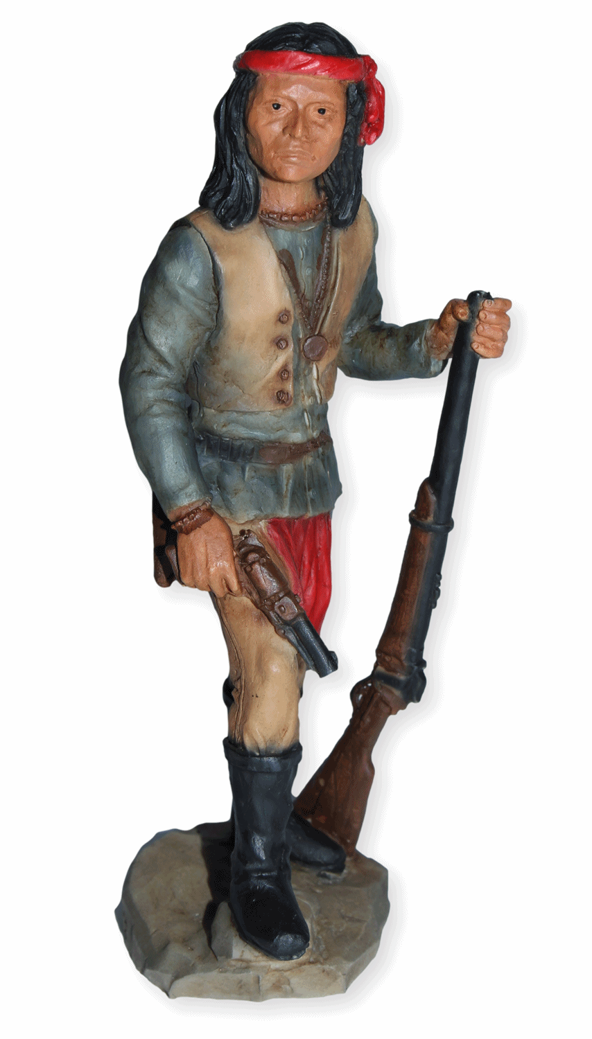 Indianerfigur Indianer Chochonen Häuptling Cochise Skulptur H 15,5 cm stehend mit Waffen