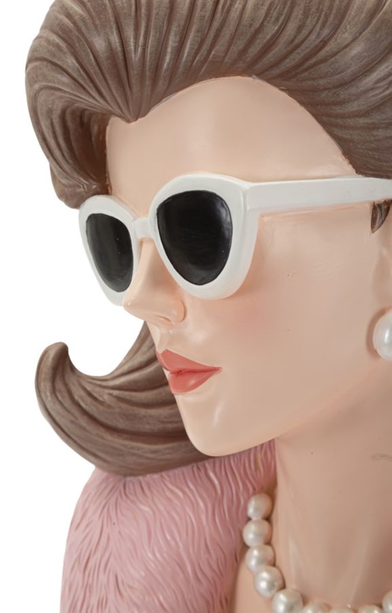 Dekofigur Büste elegante Dame Paris charmante Skulptur Art deco Stils Frauenbüste in Pink H 28 cm