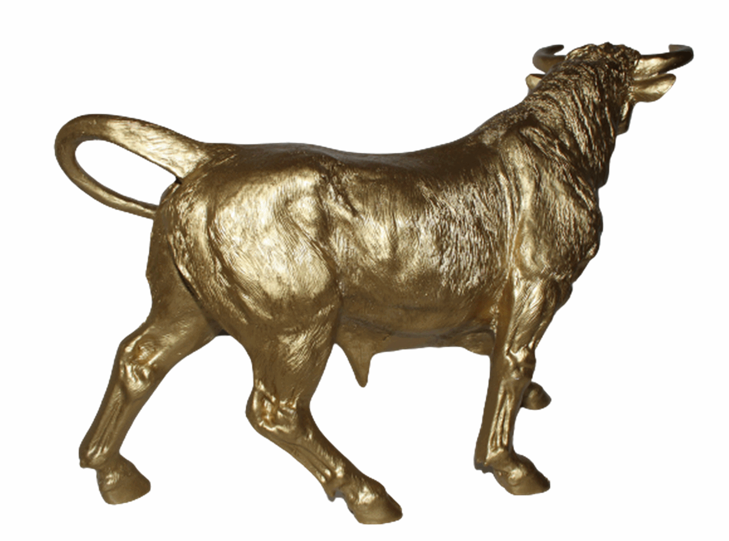 Dekofigur goldener Stier stehend H 27 cm Tierfigur Bulle aus Kunstharz Deko Figur Skulptur