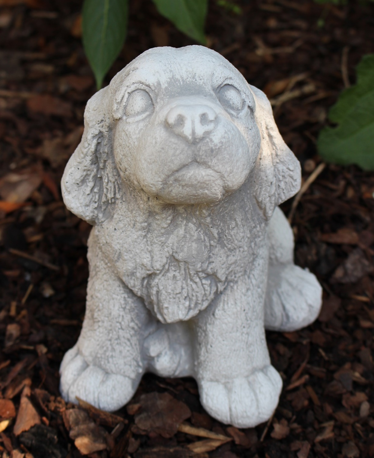 Beton Figur Hund Welpe sitzend H 18 cm Dekofigur klein Gartenfigur