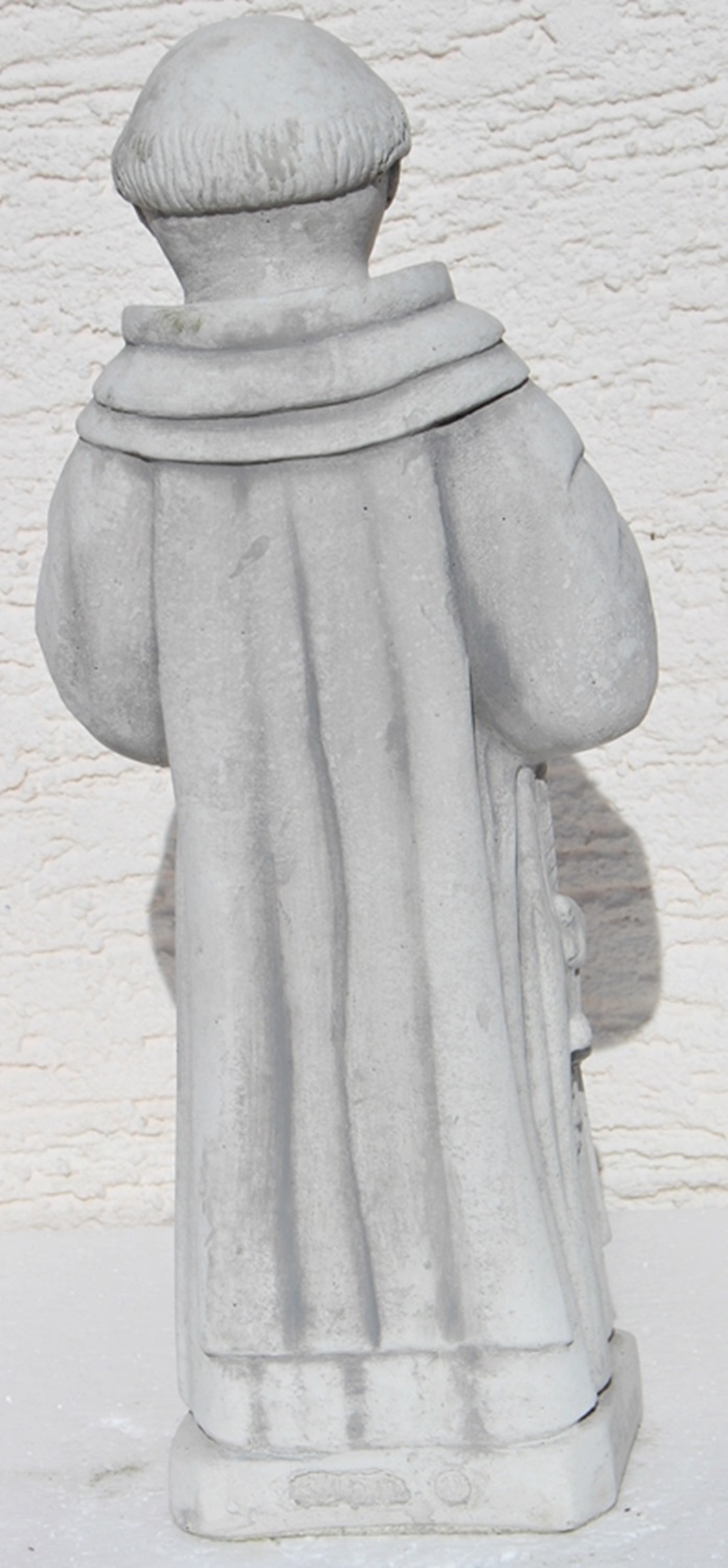 Beton Figur Mönch stehend H 40 cm mit Bierflasche Deko Skulptur
