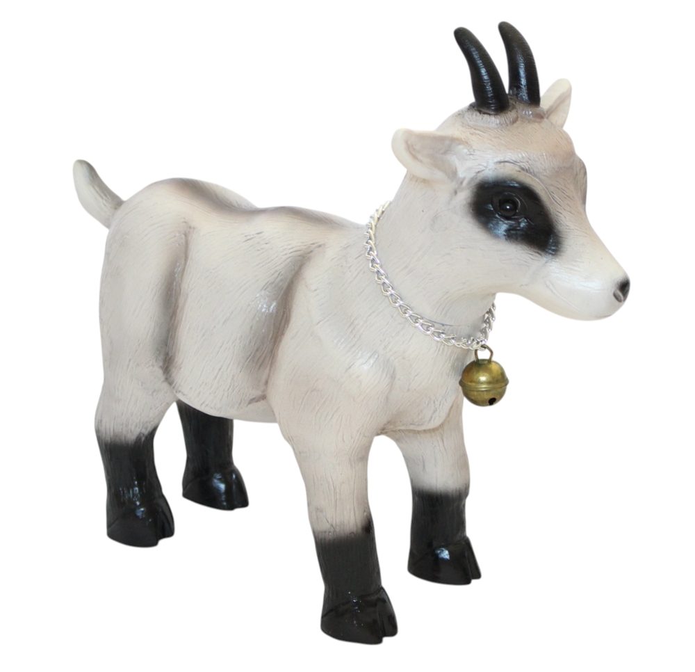Gartenfigur Ziegenbock stehend - Deko Tierfigur aus Kunststoff, Garten & Innenbereich, Länge 37 cm