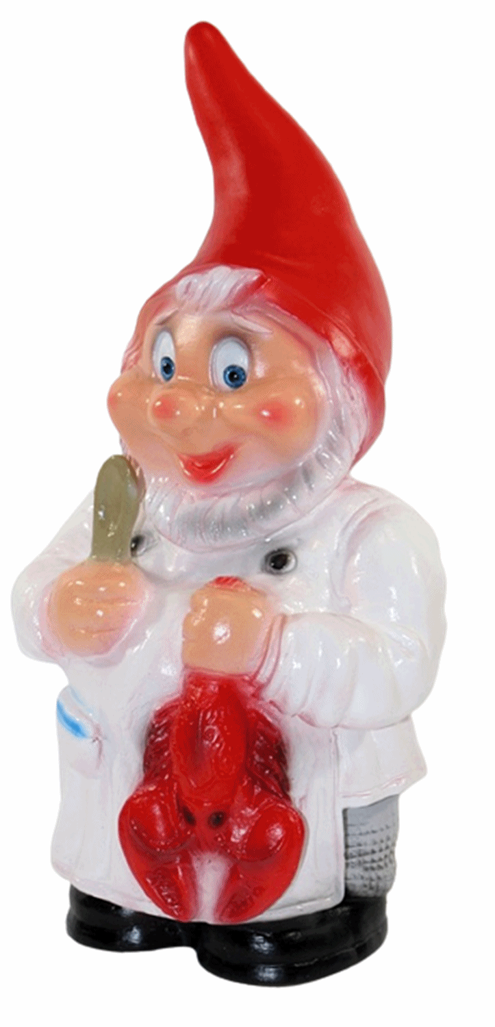 Deko Figur Zwerg H 30 cm Gartenzwerg Koch mit Hummer Gartenfigur stehend aus Kunststoff