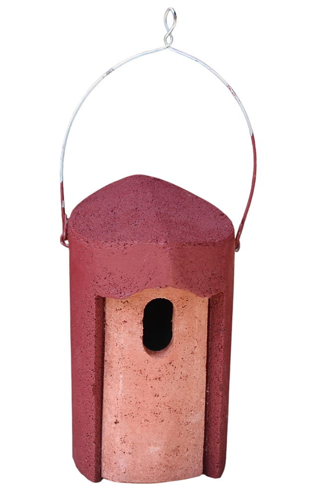 Nisthöhle Typ 1B rot Nistkasten mit ovalem Flugloch 29 x 55 mm Nisthilfe für Gartenrotschwanz