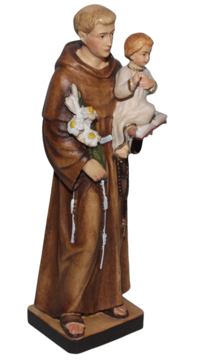Heiligenfigur Heiliger Antonius von Padua H 12 cm Holzfigur Schutzpatron Statue aus Ahornholz