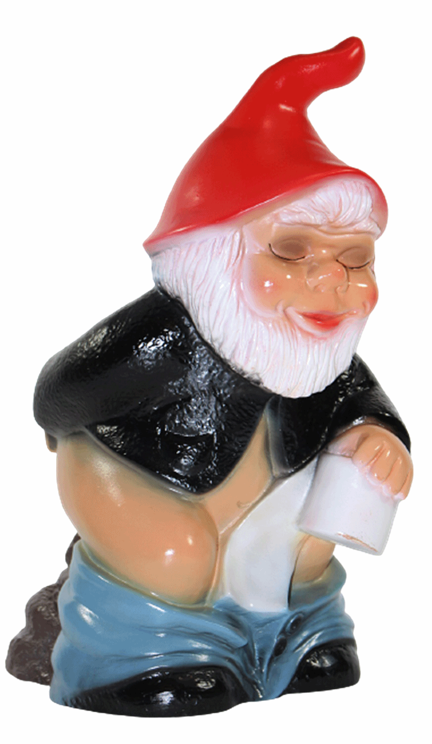 Gartenzwerg Deko Garten Figur Zwerg stehend Scheißerle mit Toilettenpapier aus Kunststoff H 32 cm