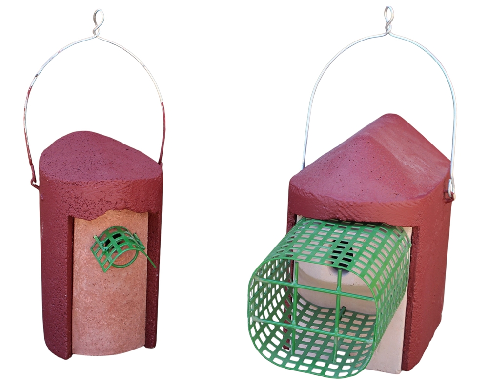 Nisthöhlen 2-er Set rot: Typ 1B mit 26 mm Flugloch + 2GR-WBS mit integriertem Räuberschutz