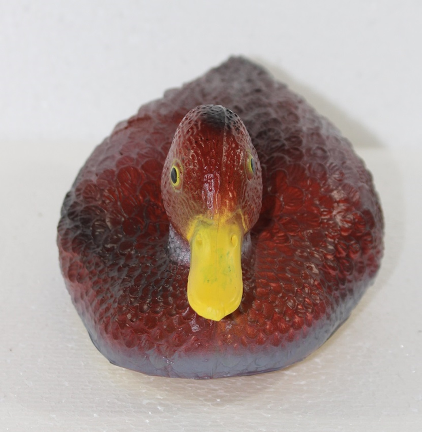 Deko Figur Wildente rot schwimmend H 12 cm Gartenfigur Teichfigur aus Kunststoff