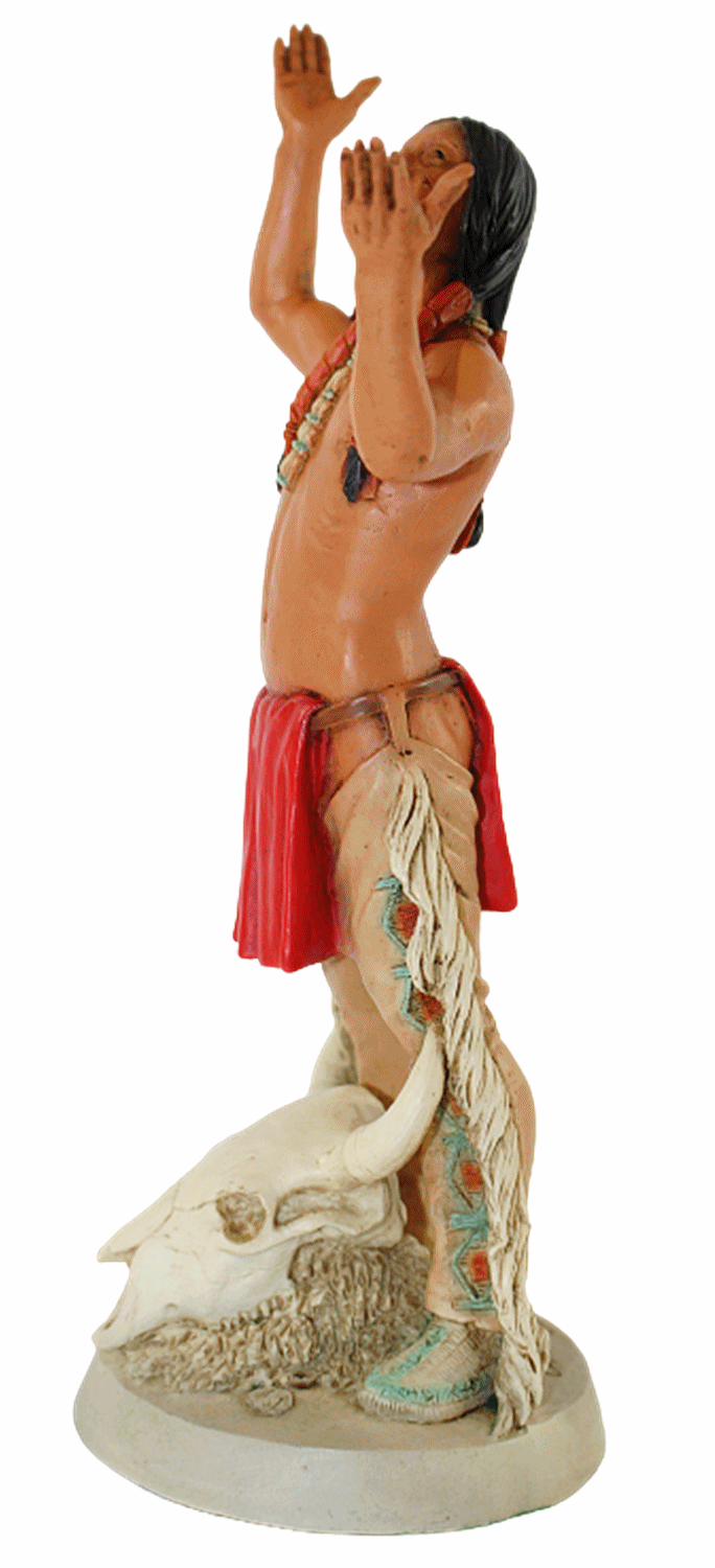 Indianerfigur Indianer Crazy Horse Anführer H 21 cm steh. mit Büffelschädel Castagna Limited Edition