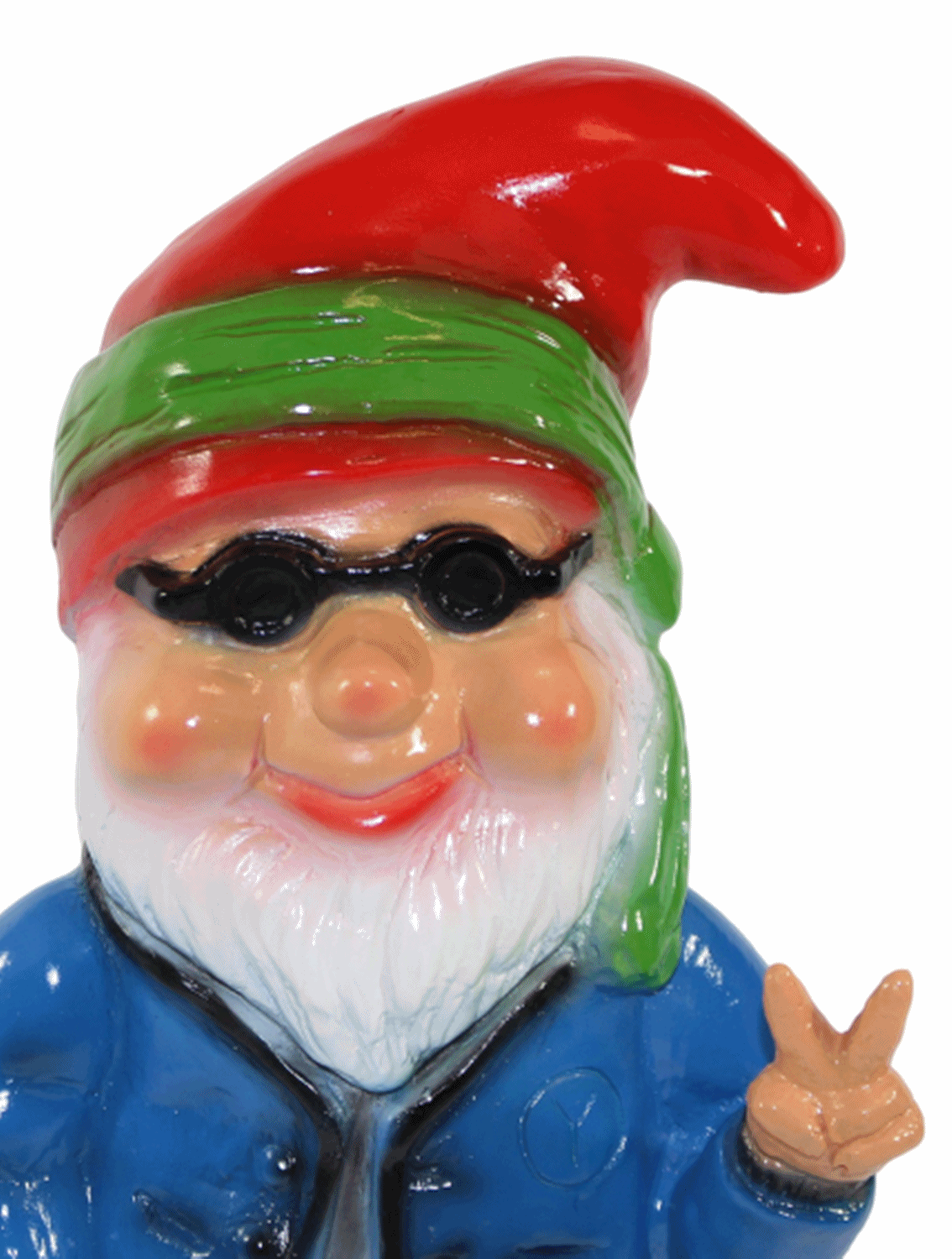 Gartenzwerg Deko Garten Figur Zwerg stehend Cool Hippie mit Stirnband aus Kunststoff H 33 cm