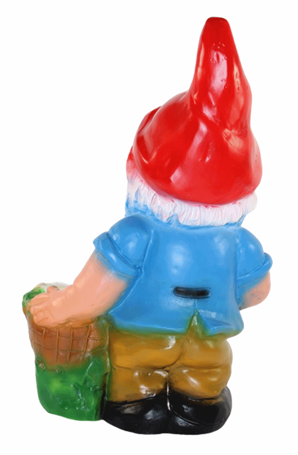 Deko Figur Zwerg H 32 cm Gartenzwerg mit Pflanzkorb stehend Gartenfigur aus Kunststoff