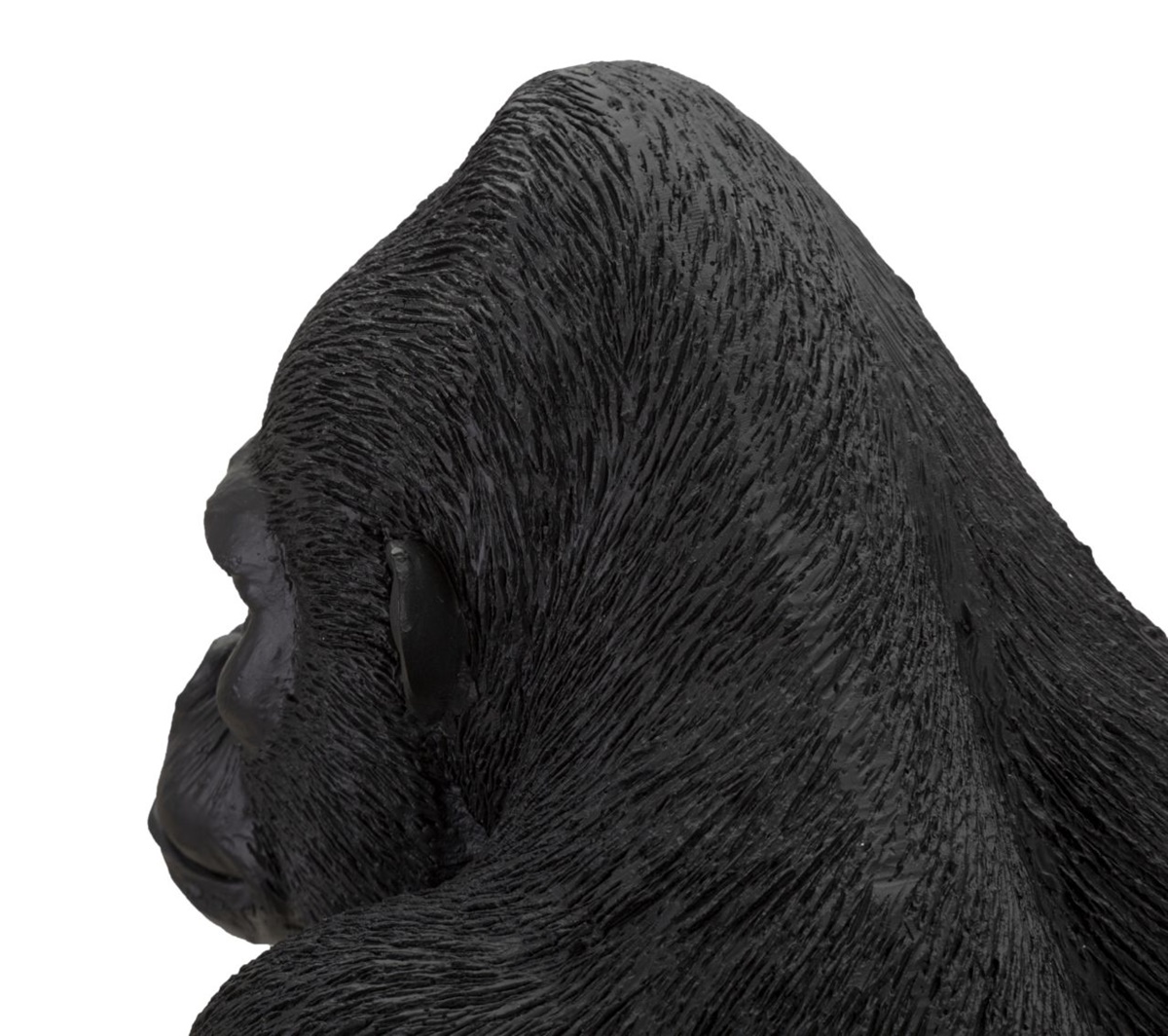 Dekofigur Gorilla stehend auf vier Pfoten Tierfigur in Schwarz Fell fein strukturiert H 37,5 cm