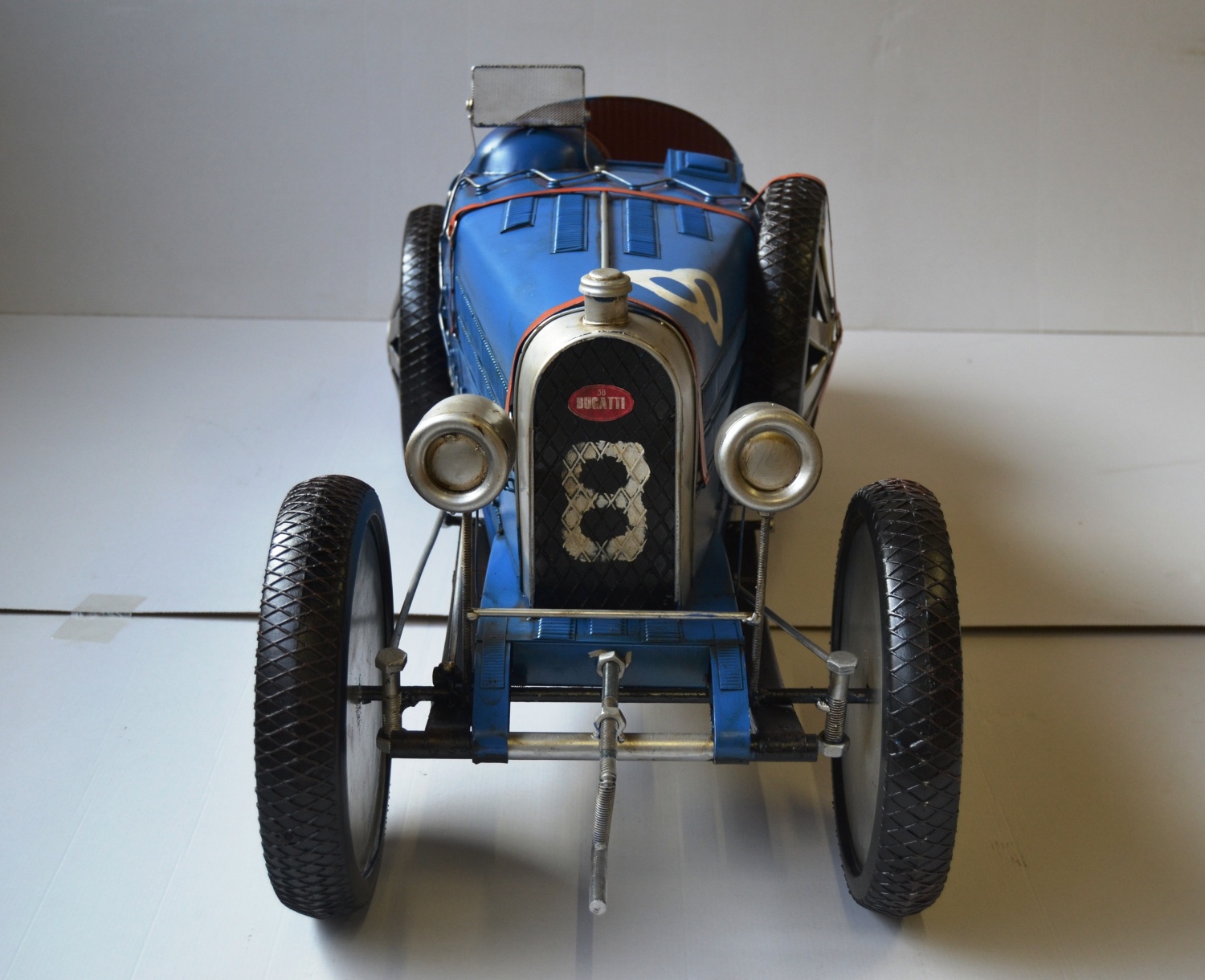 Blechauto Nostalgie Modellauto Oldtimer Automarke Bugatti Type 35C Blau XXL Modell aus Blech L 120cm
