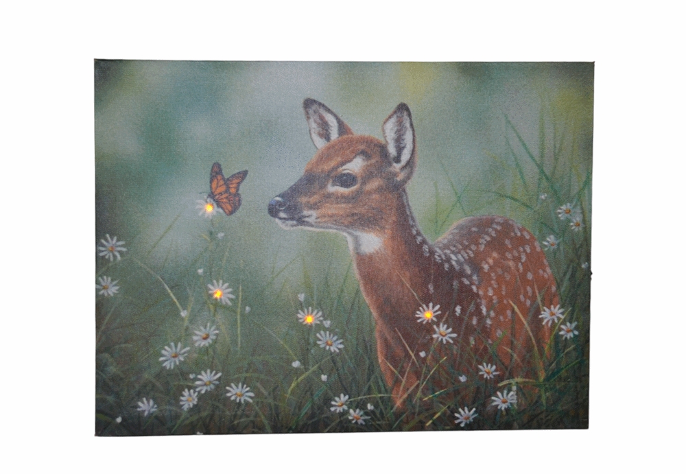 Nostalgie LED-Wandbild Bambi Rehkitz Reh Landhaus Stil 30x40 cm Leinwandbild
