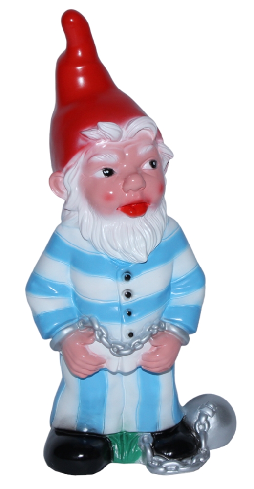 Gartenzwerg als Gefangener Sträfling Knasti Figur Zwerg H 36 cm Dekozwerg Gartenfigur aus Kunststoff