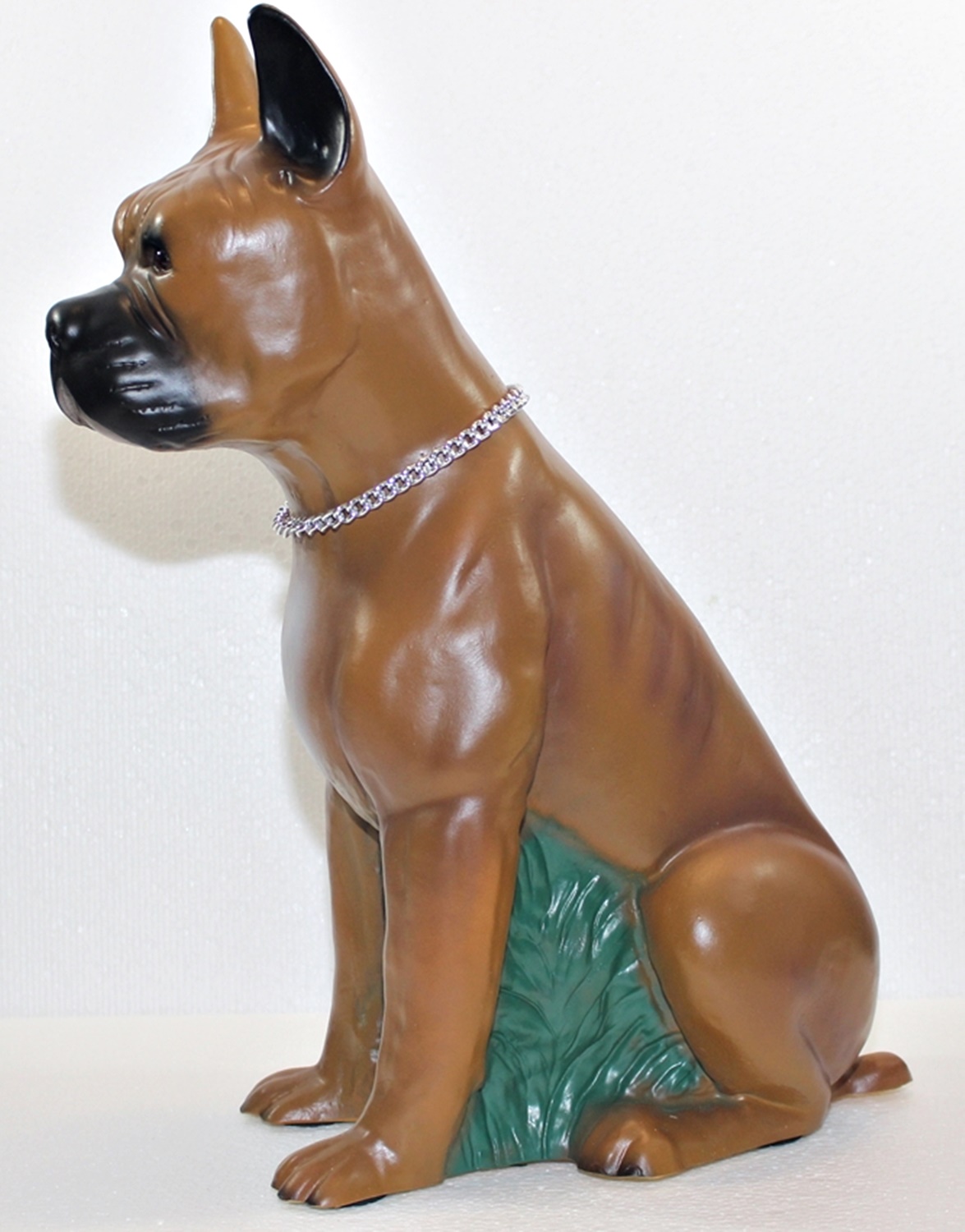 Deko Figur Hund Boxer Dekofigur sitzend H 40 cm Hundefigur mit Scherz Bewegungsmelder Wau-wau