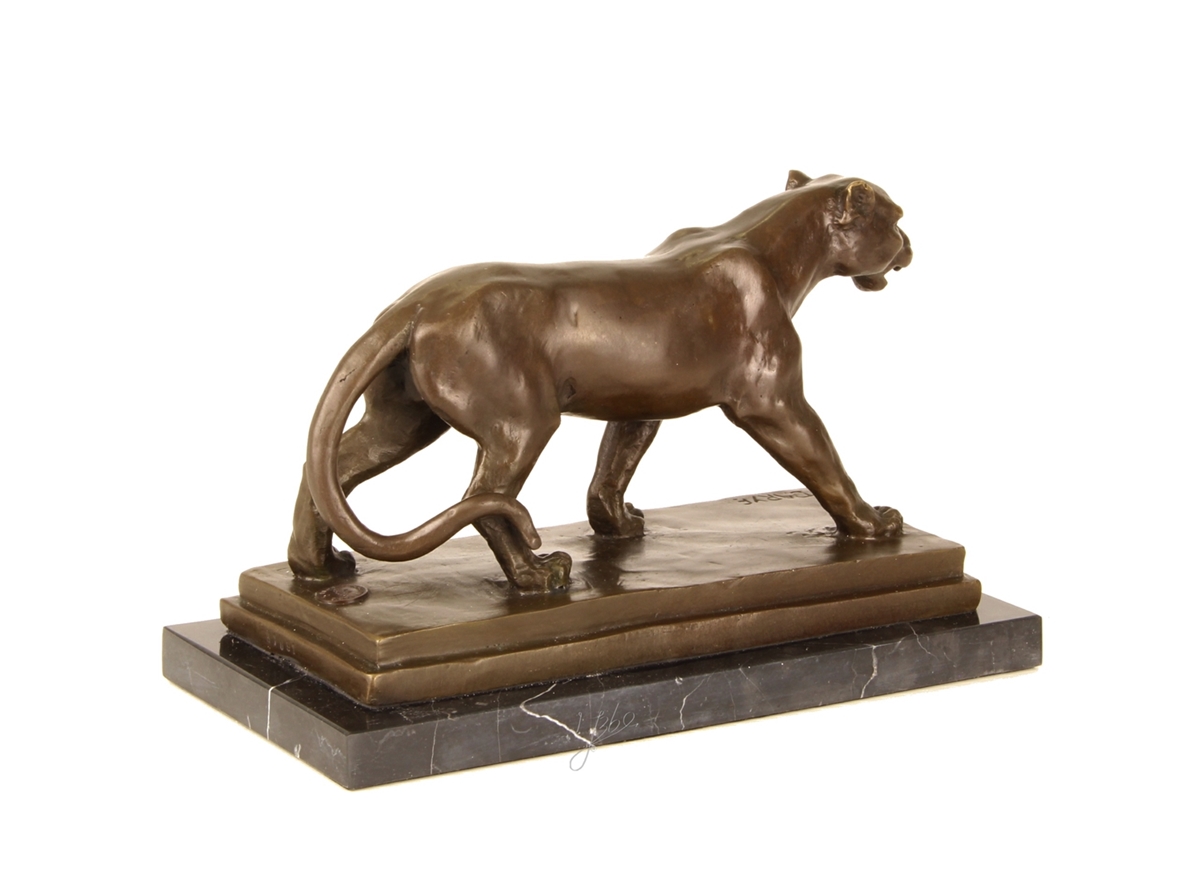 Bronzefigur Bronzeskulptur Bronze Löwin auf Marmorsockel H 15 cm Bronze Skulptur Figur