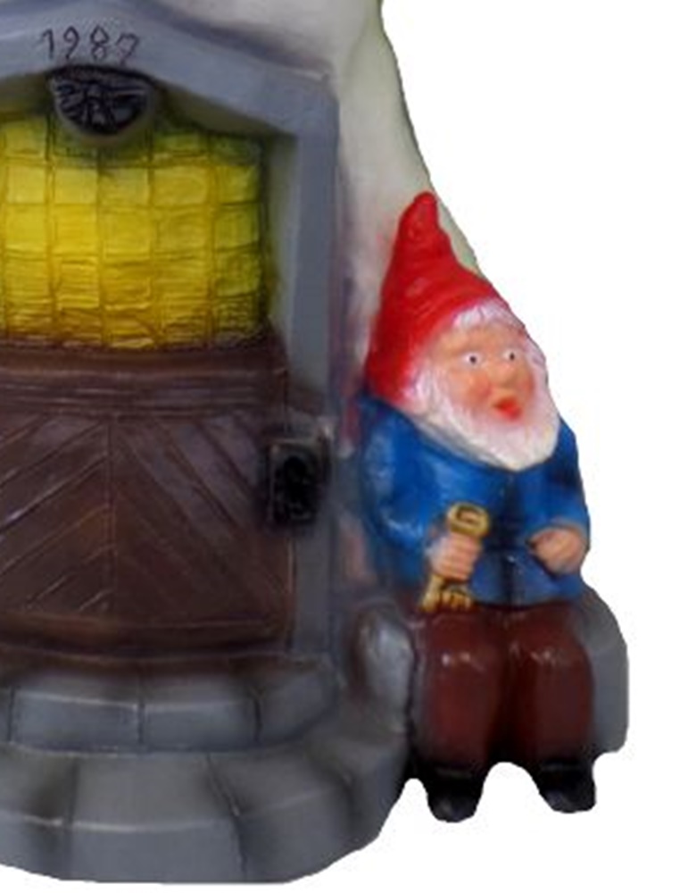 Deko Figur Zwerge 2 kleine Gartenzwerge im Pilz-Zwergenhaus H 35 cm Gartenfigur aus Kunststoff