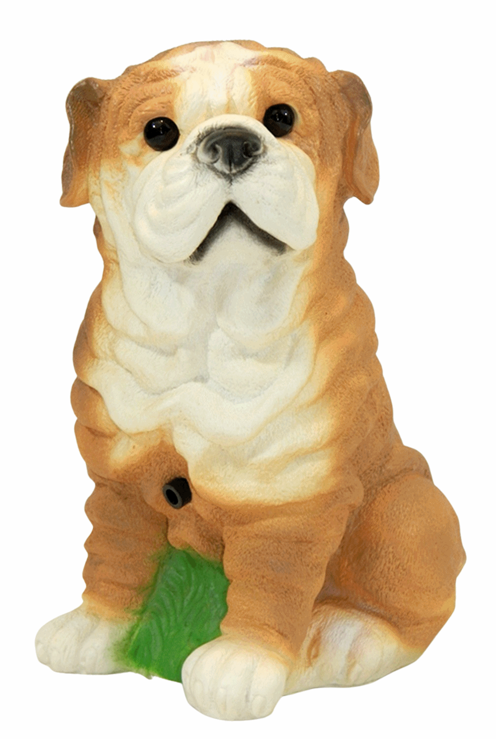 Deko Figur Hund Mops klein H 23 cm mit Bewegungsmelder wau-wau Dekofigur aus Kunststoff