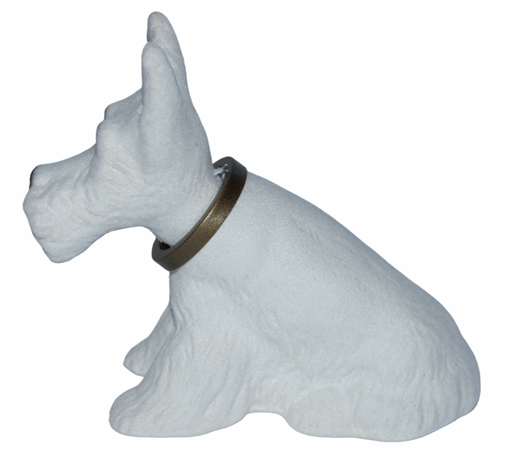 Wackel Figur Hund Scottish Terrier Wackelfigur H 13,5 cm klein weiß Dekofigur mit Wackelkopf