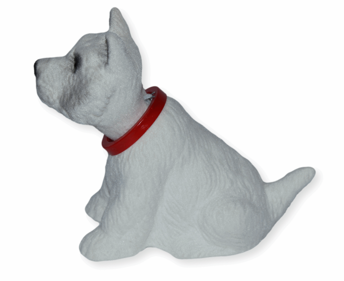 Wackel Figur West Highland White Terrier Wackelfigur H 12,5 cm weiß klein Dekofigur mit Wackelkopf