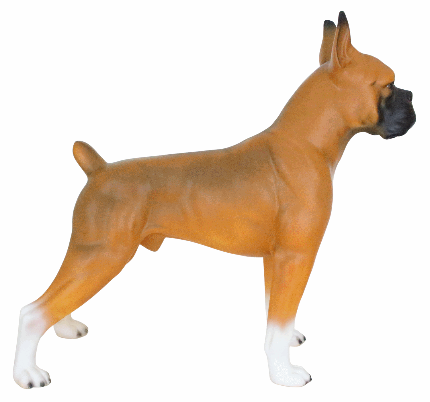 Dekofigur Boxer Hund Deko Figur H 47 cm aus Kunstharz Tierfigur stehend Garten Figur