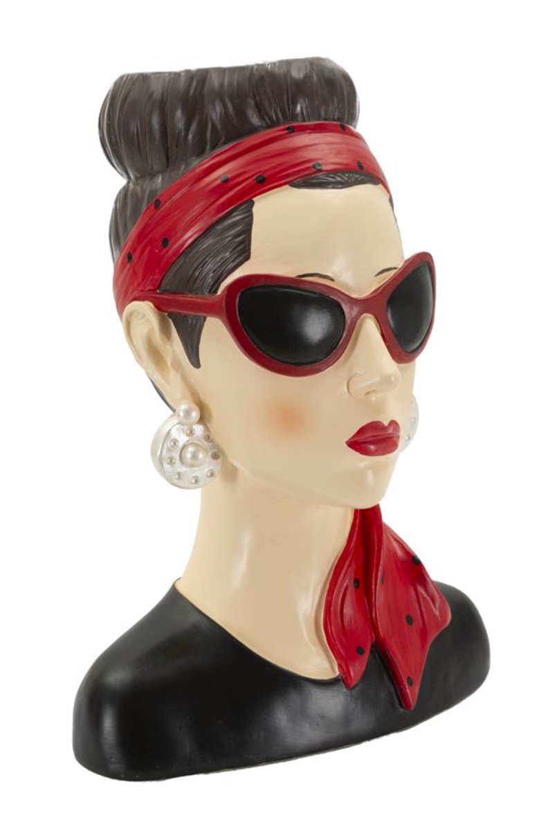 Dekofigur Büste elegante Dame Hollywood stillvolle Skulptur als Vase nutzbar Frauenbüste H 27 cm