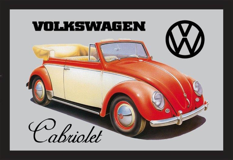 Set: 2 Spiegelbilder VW Käfer Cabrio/ Beetle Oldtimer 20x30 cm Wandbilder Hinterglasdruck mit Rahmen
