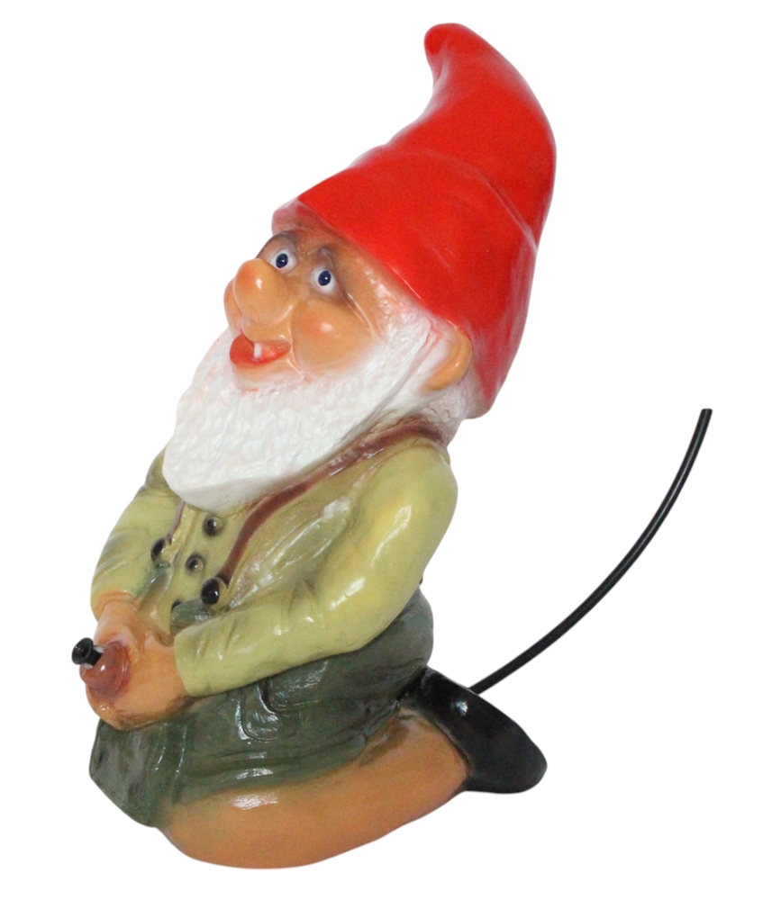 Gartenzwerg Seppel kniend Wasserspiel Höhe 32 cm Wasserspeier Zwerg für Garten Teichfigur