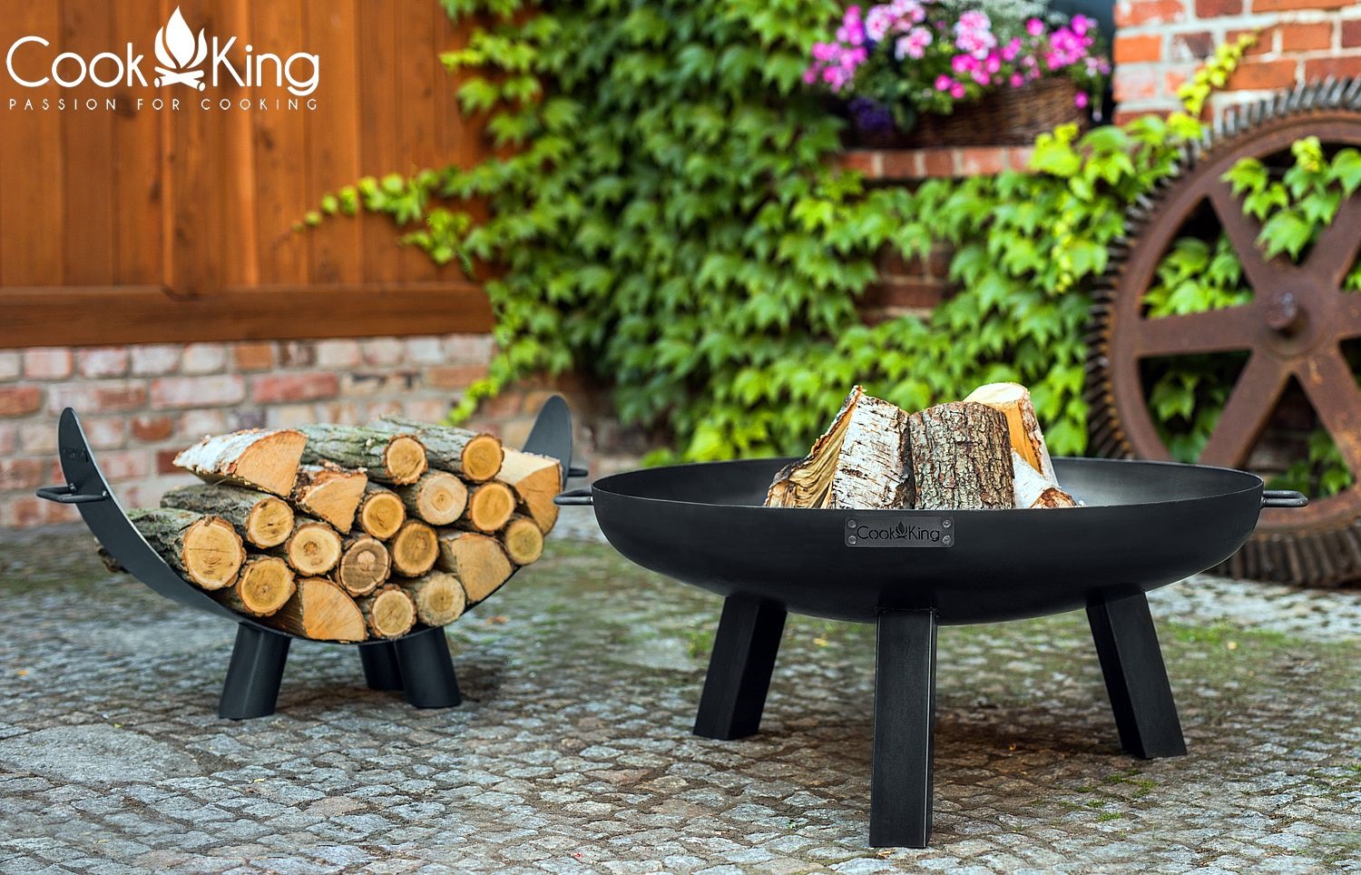 Feuerschale "Polo" Ø 100 cm Feuerstelle für Garten aus Stahl Feuerkorb als Wärmequelle oder Grill