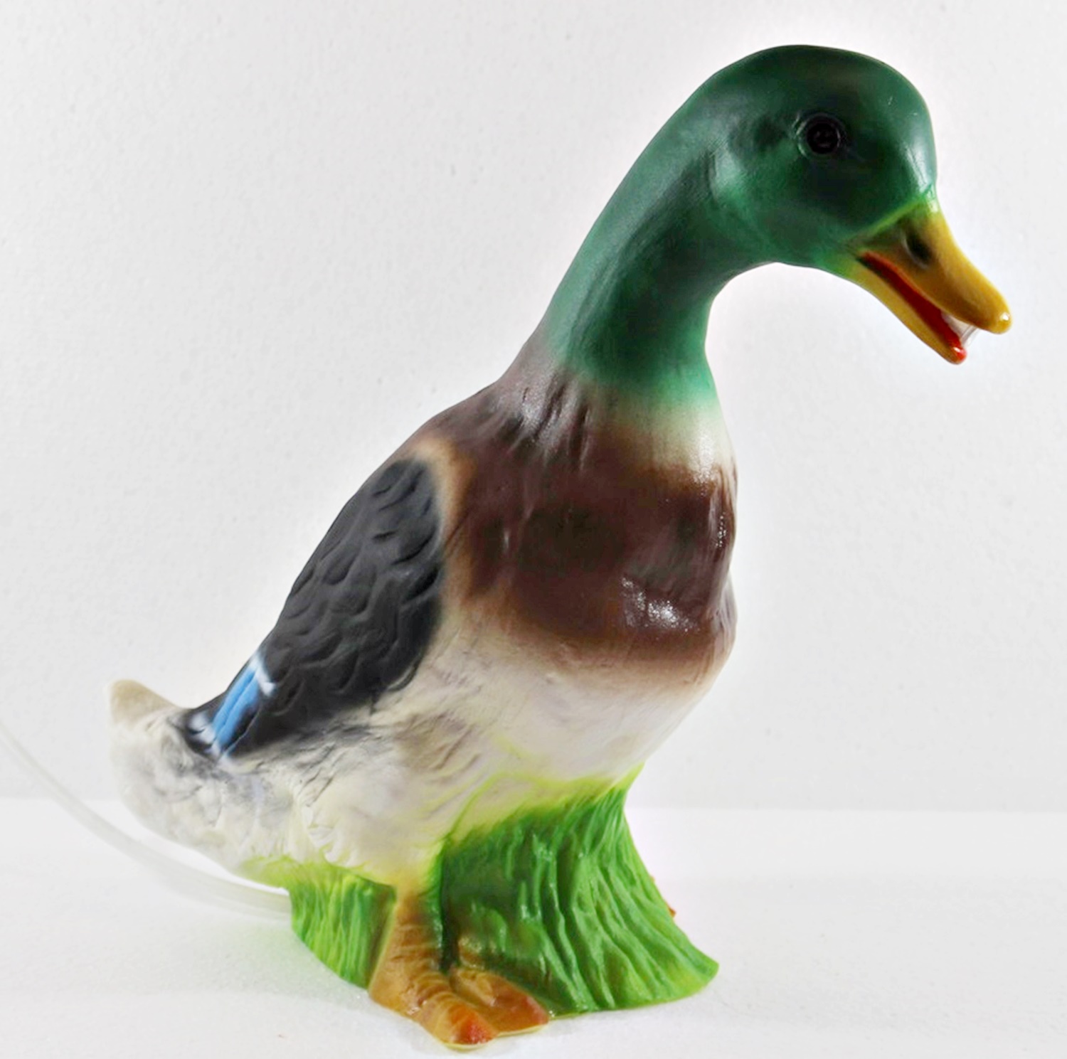 Deko Garten Figur Dekofigur Teichfigur Ente Wasserspeier stehend bunt aus Kunststoff Höhe 30 cm