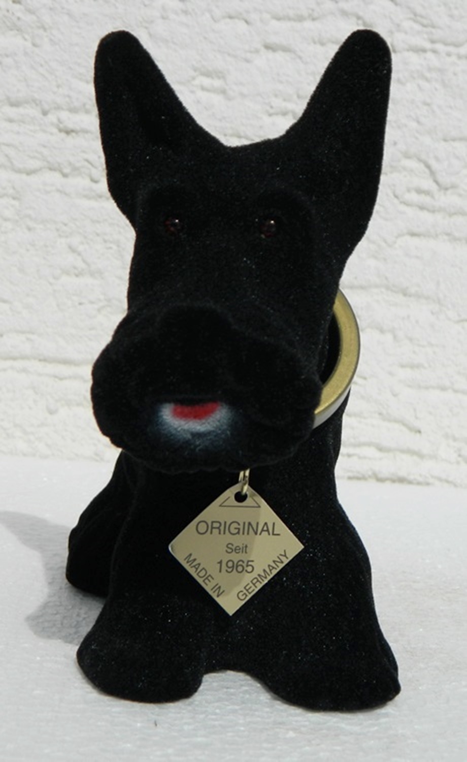 Wackel Figur Hund Scottish Terrier Wackelfigur H 13,5 cm klein schwarz Dekofigur mit Wackelkopf