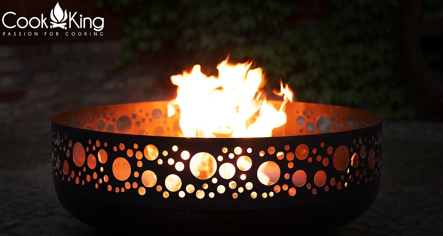 Feuerschale "Boston" Ø 80 cm Feuerstelle für Garten aus Stahl Feuerkorb als Wärmequelle oder Grill