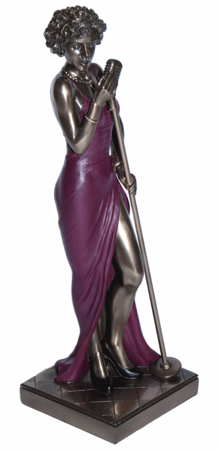Deko Figur Jazz Musikerin Sängerin H 30 cm Jazz Band Dekofigur mit Mikrophon