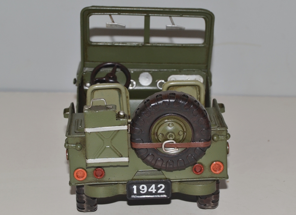Blechauto Nostalgie Modellauto Oldtimer Automarke Jeep Willys Modell US-Army aus Blech L 27 cm