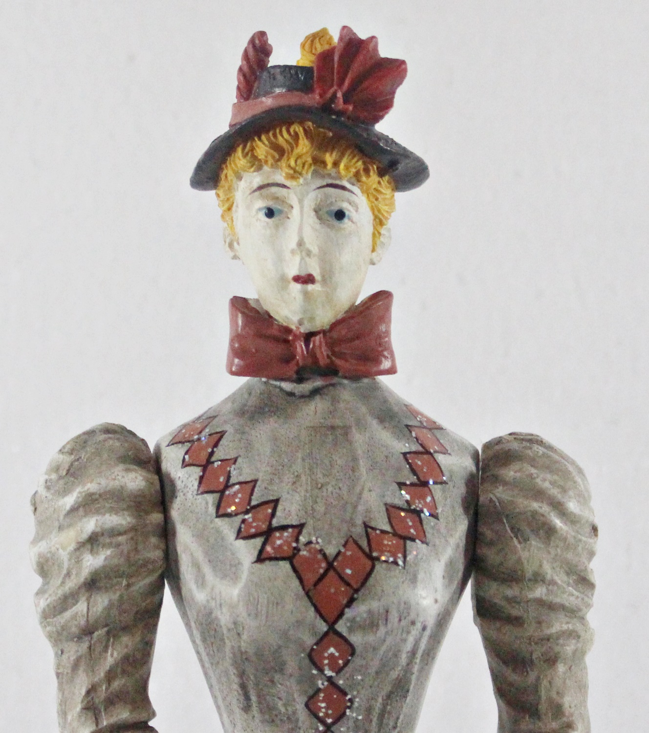 Modefigur Beauty Figur Deko Modepuppe Nostalgiefigur Dame weißes Kleid mit Schirm aus Resin H 30 cm