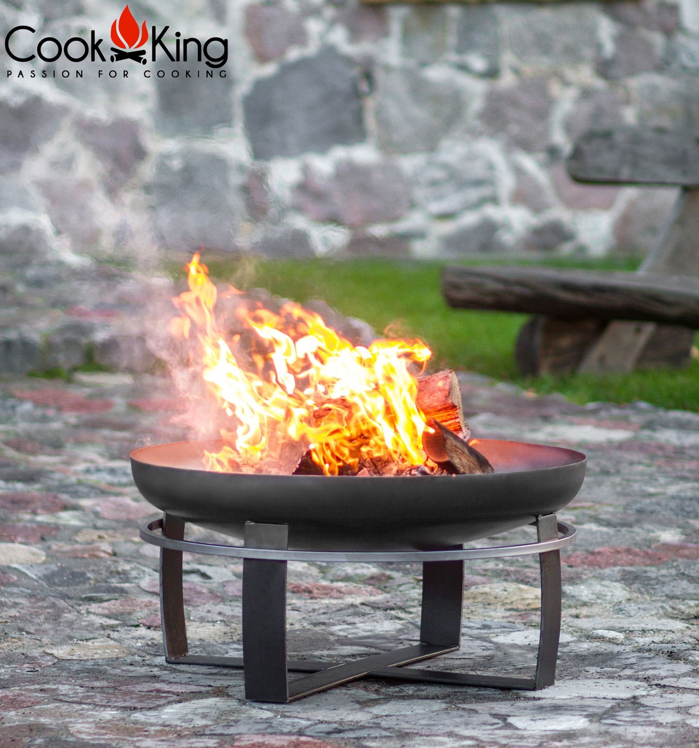 Feuerschale "Viking" Ø 100 cm Feuerstelle für Garten aus Stahl Feuerkorb als Wärmequelle oder Grill