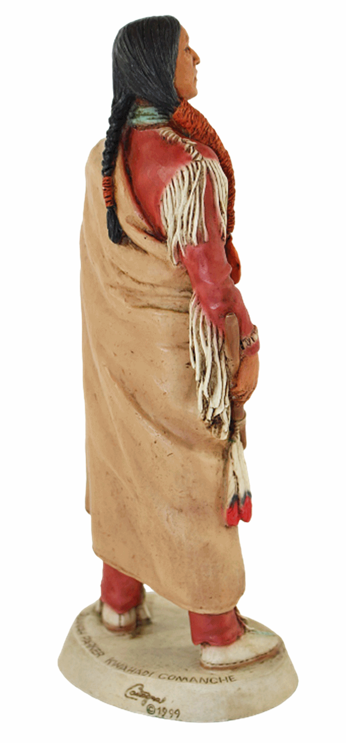Indianerfigur Quanah Parker Häuptling H 21 cm stehend mit Friedenspfeife Castagna Limited Edition
