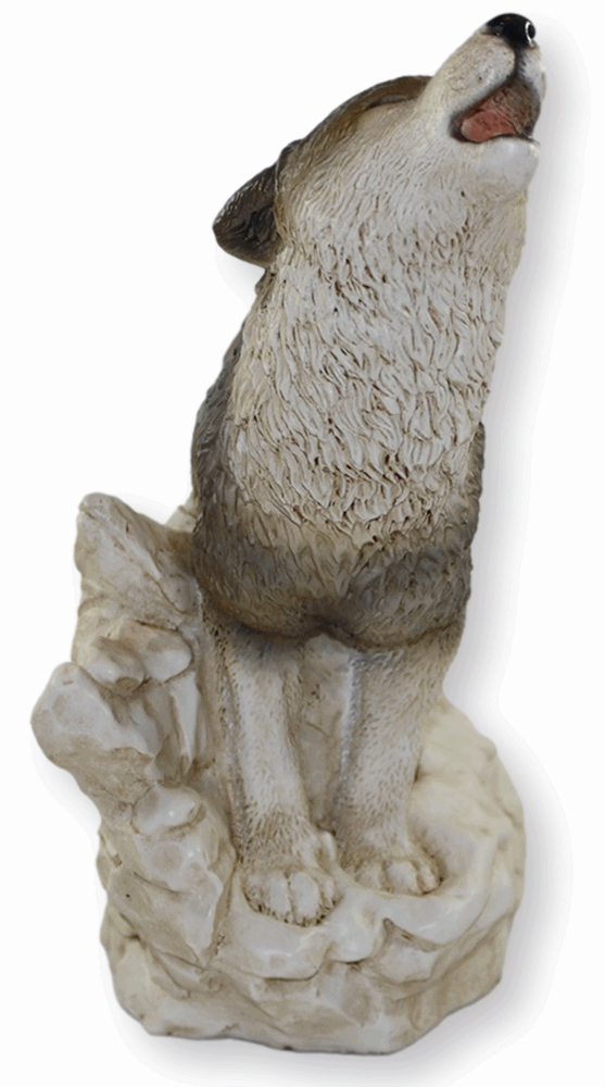 Deko Figur Wolfsfigur Heulender Wolf auf Felsen stehend Kollektion Castagna aus Resin H 29 cm