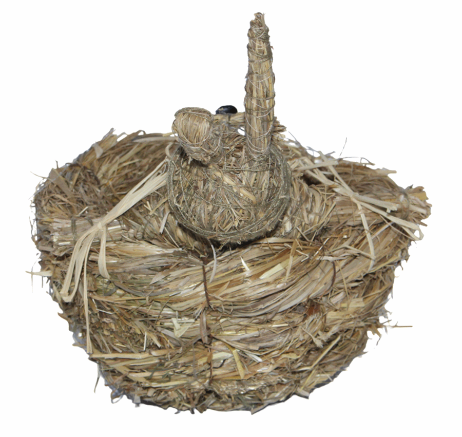 Deko Figur Hasenkorb zum Dekorieren H 18 cm Osterdeko aus Naturmaterial Heu zum Basteln Heudeko