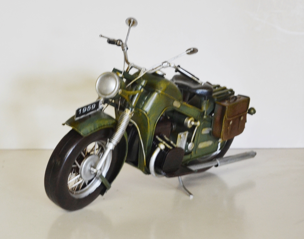 Blechmodell Nostalgie Modellmotorrad Oldtimer Marke BMW Militär Motorrad Modell aus Blech L 31 cm