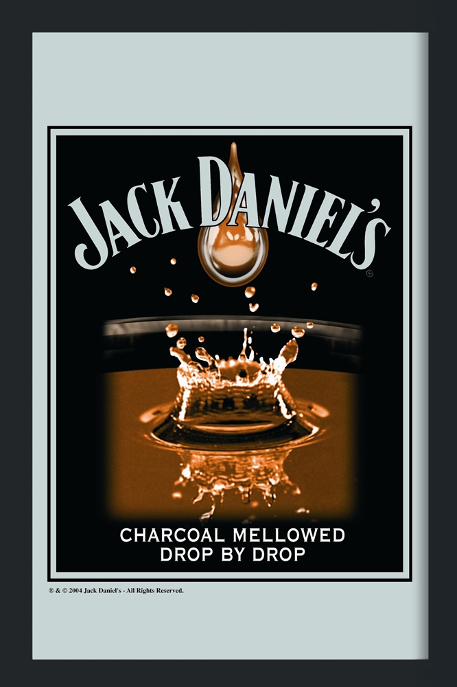 Set: 2 Spiegelbilder Jack Daniel's Whisky Tropfen & Emblem 30x20 cm Hinterglasdruck mit Rahmen