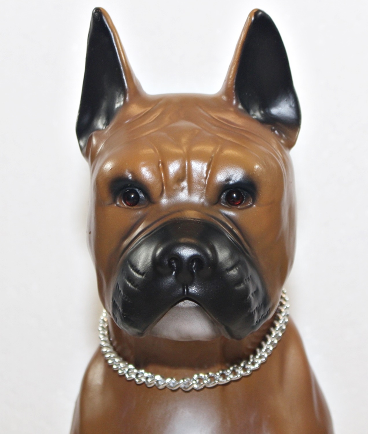 Deko Figur Hund Boxer Dekofigur sitzend H 40 cm Hundefigur mit Scherz Bewegungsmelder Wau-wau
