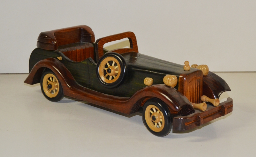 Holzauto Nostalgie Modellauto Oldtimer L 30 cm Nostalgisches Modellwagen aus Holz