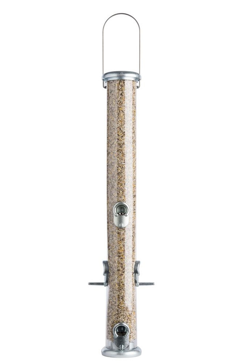 Naturschutzprodukt Futtersäule Ring-Pull Pro maxi silber Inhalt 1,5 l Vogelfutterhaus Höhe 71 cm