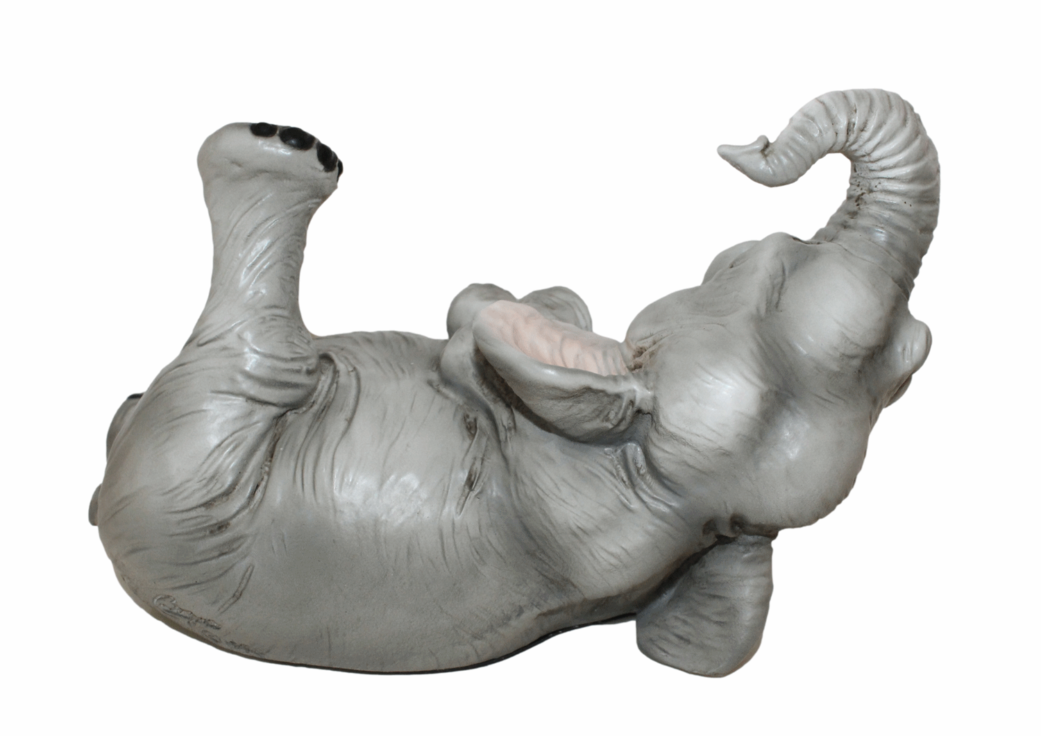 Figur Elefant Baby Elefantenfigur liegend und lachend Tierfigur Kollektion Castagna Resin L 26 cm