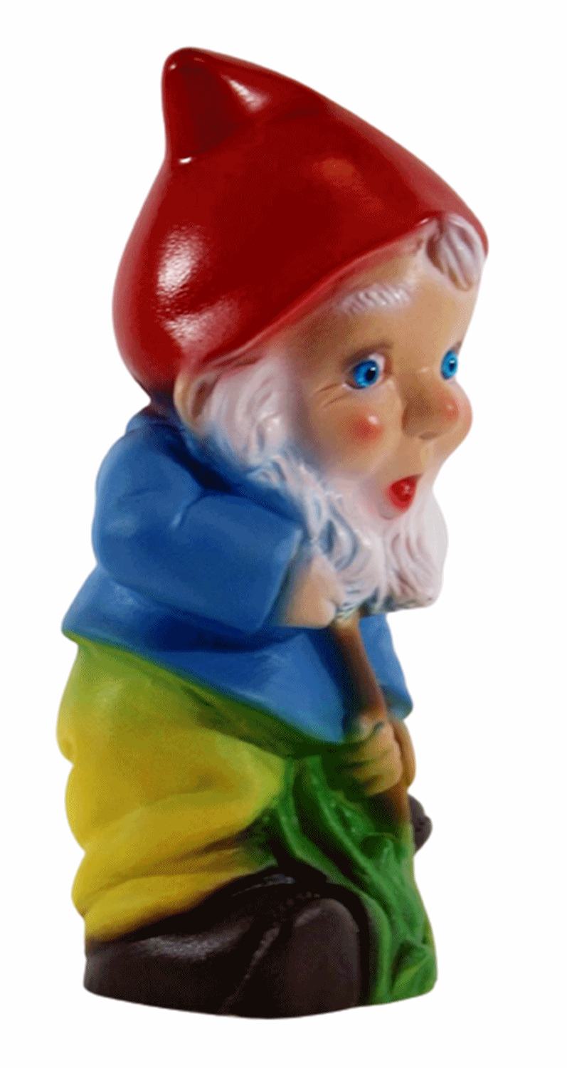Gartenzwerg Deko Garten Figur Zwerg Gärtner mit Spaten stehend aus Kunststoff Höhe 19 cm