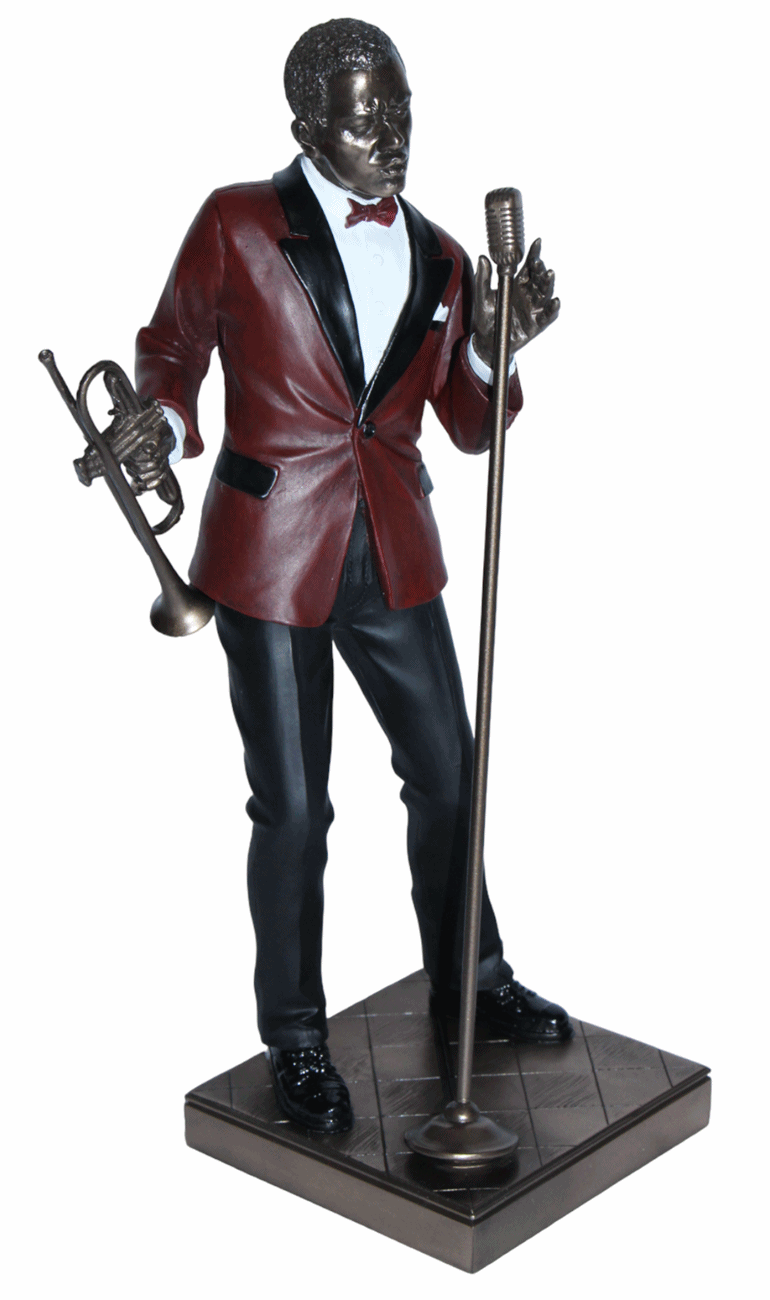 Deko Figur Jazz Musiker Sänger H 29 cm Jazz Band Dekofigur mit Trompete