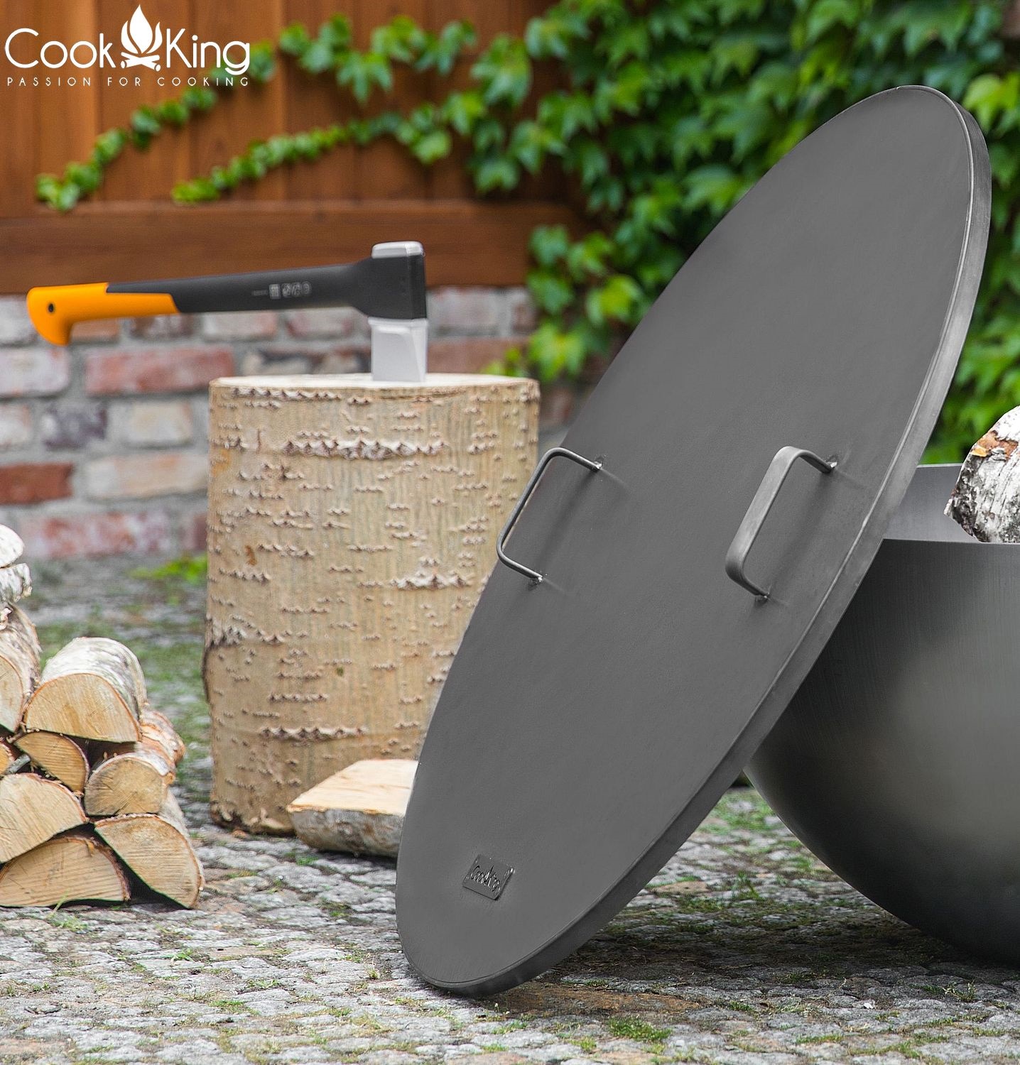 Deckel mit Rand für Feuerschalen Ø 102 cm Deckel für Feuerstelle aus Stahl Abdeckung Feuerschalen