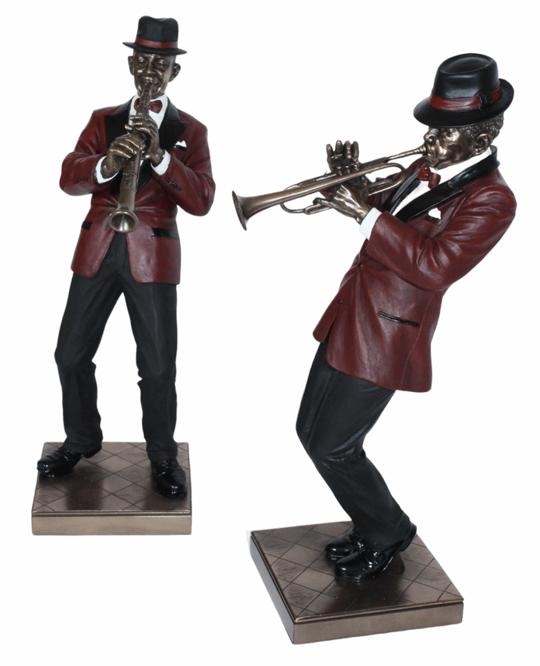 Deko Figur Jazz Musiker Figuren Trompeter und Klarinettist H 30 cm Dekofigur Jazz Band